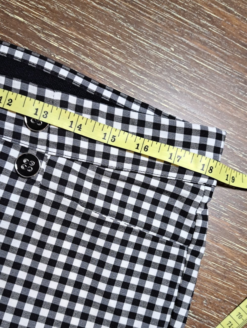 89th & Madison Women’s Black & White Gingham Check Cropped Pants Large Pockets - Picture 7 of 10